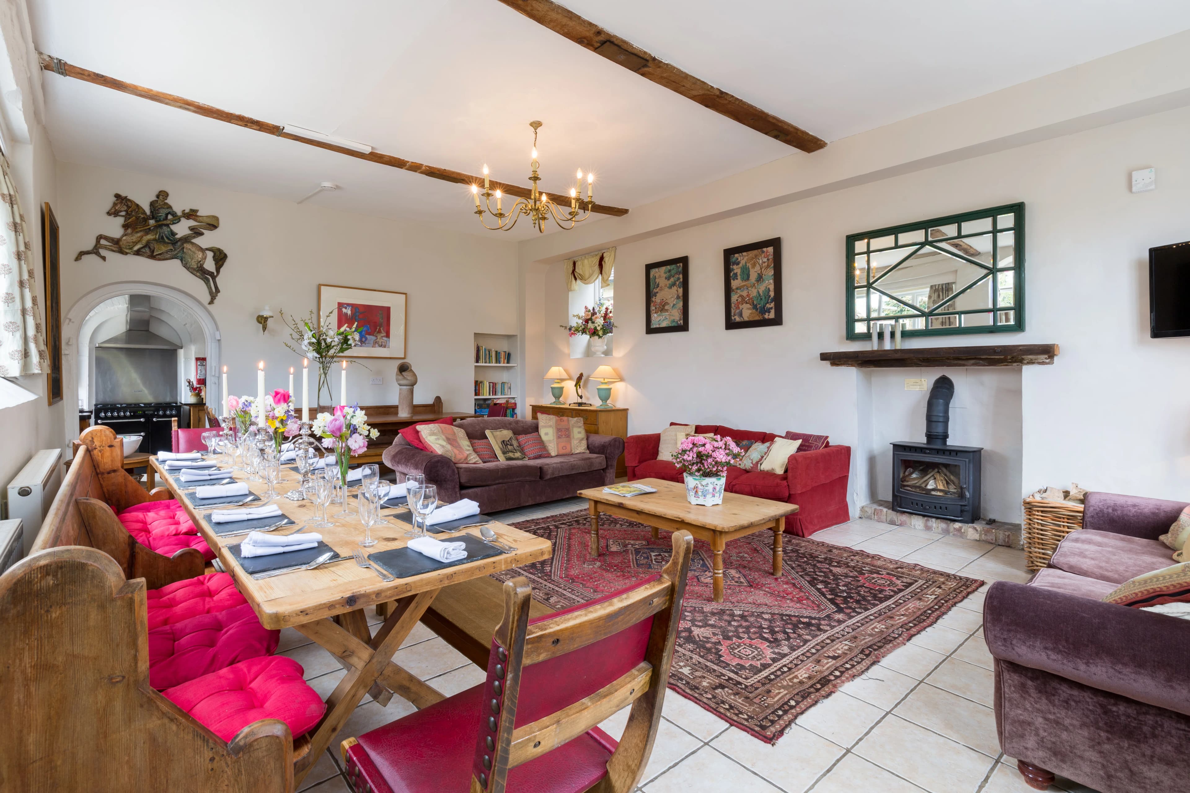 The Coach House living room at Upper Court