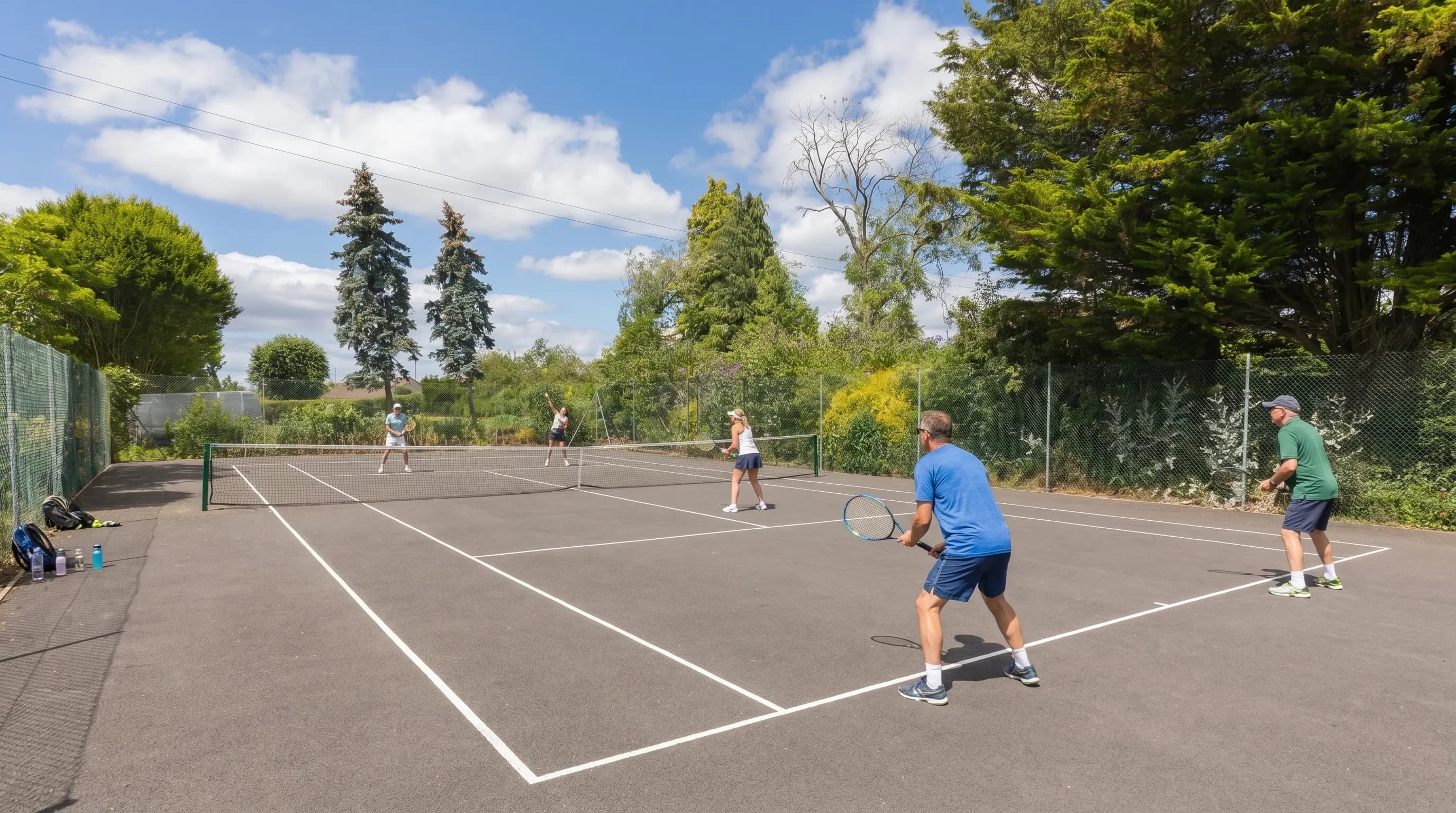Guests playing tennis on the Upper Court tennis court