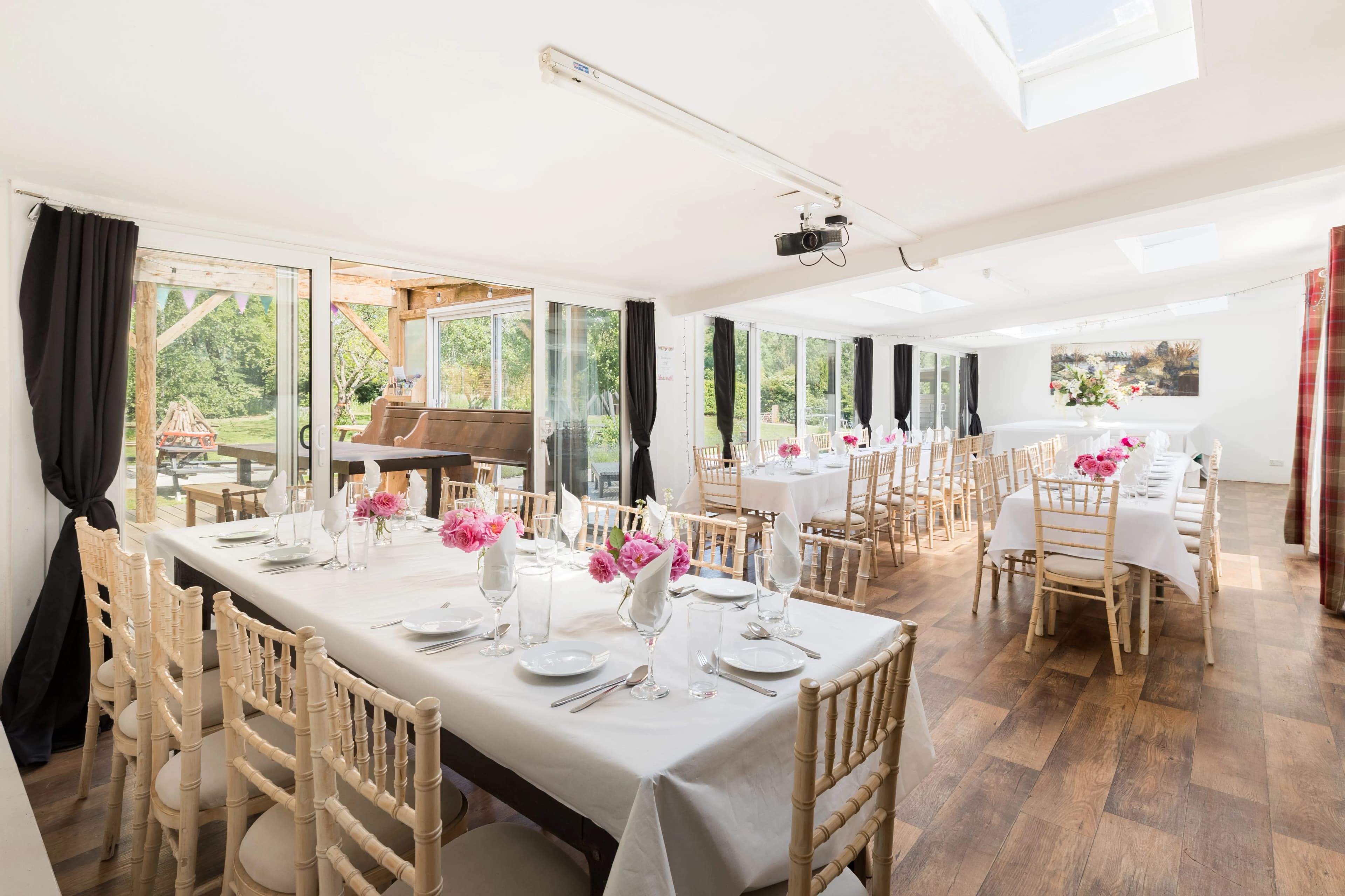 The Gallery Function Room set for a formal dinner at Upper Court